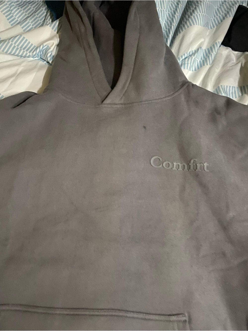 Comfort Embroidered Hoodie - Charcoal Gray